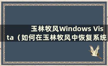 玉林牧风Windows Vista（如何在玉林牧风中恢复系统）